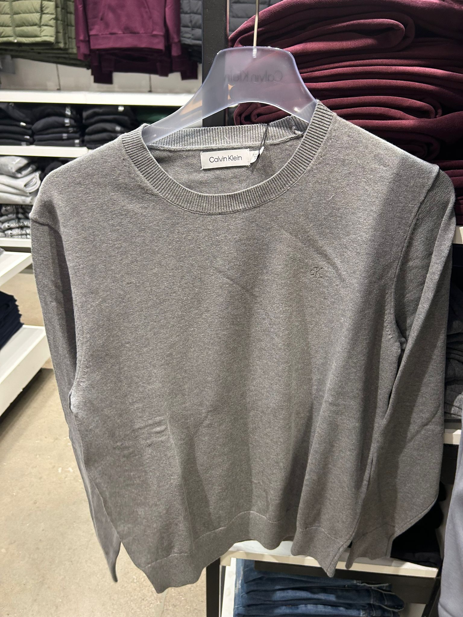 CALVIN KLEIN Mens' Smooth Cotton Sweater Medium Grey Heather