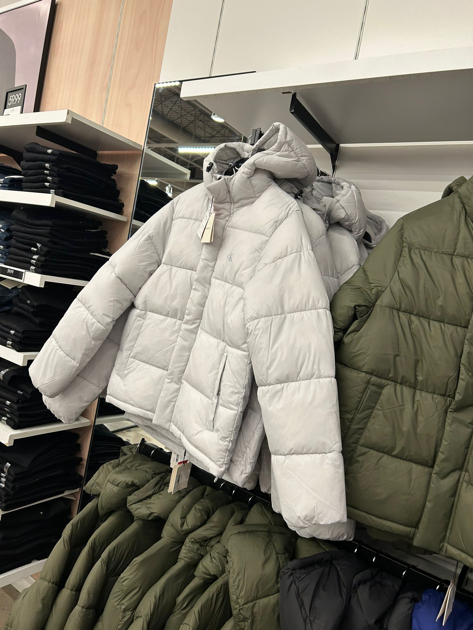 Calvin Klein Mens' Hooded Puffer Jacket Quiet Gray