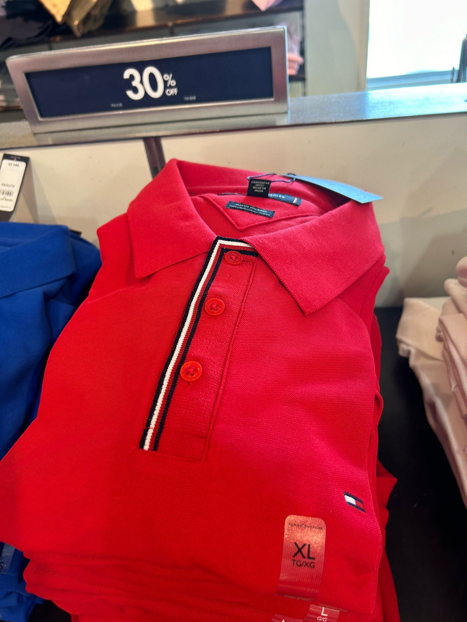 Tommy Hilfiger Red Cotton Polo T-Shirt