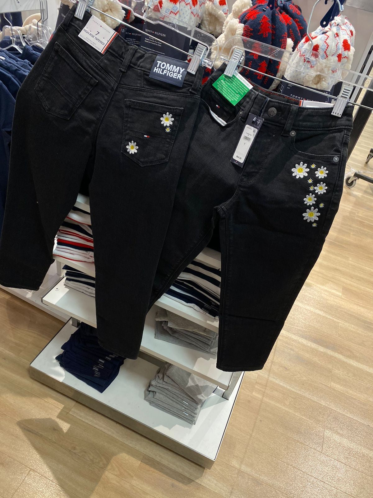 Girls' Tommy Tapered Flower Jeans / Black Denim