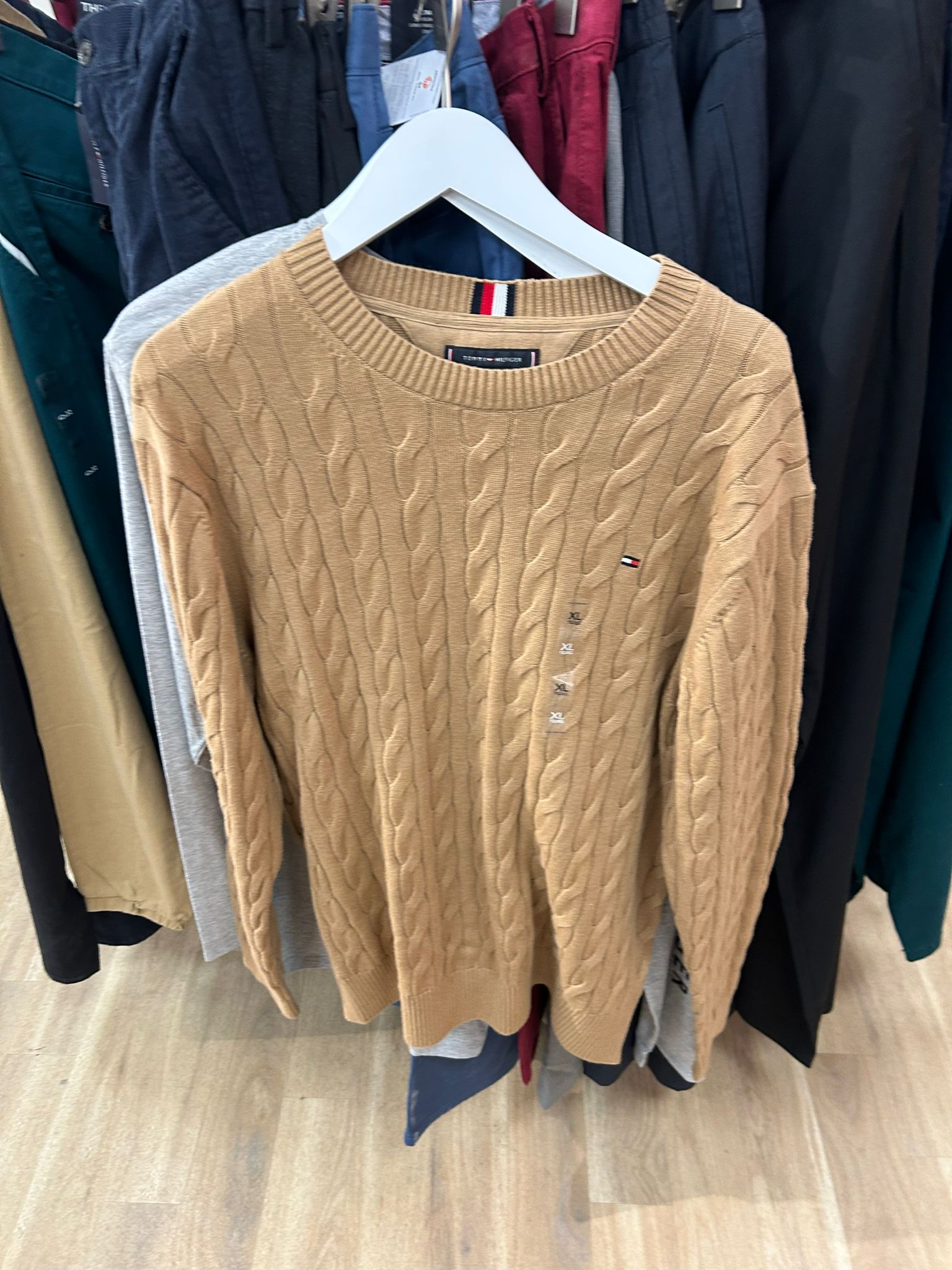 Men' Tommy Cable Knit Crew Neck Jumper