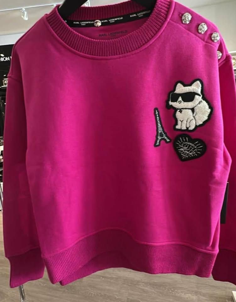Karl Lagerfeld Paris Womens' PATCH SWEATSHIRT WITH BUTTONS Pink