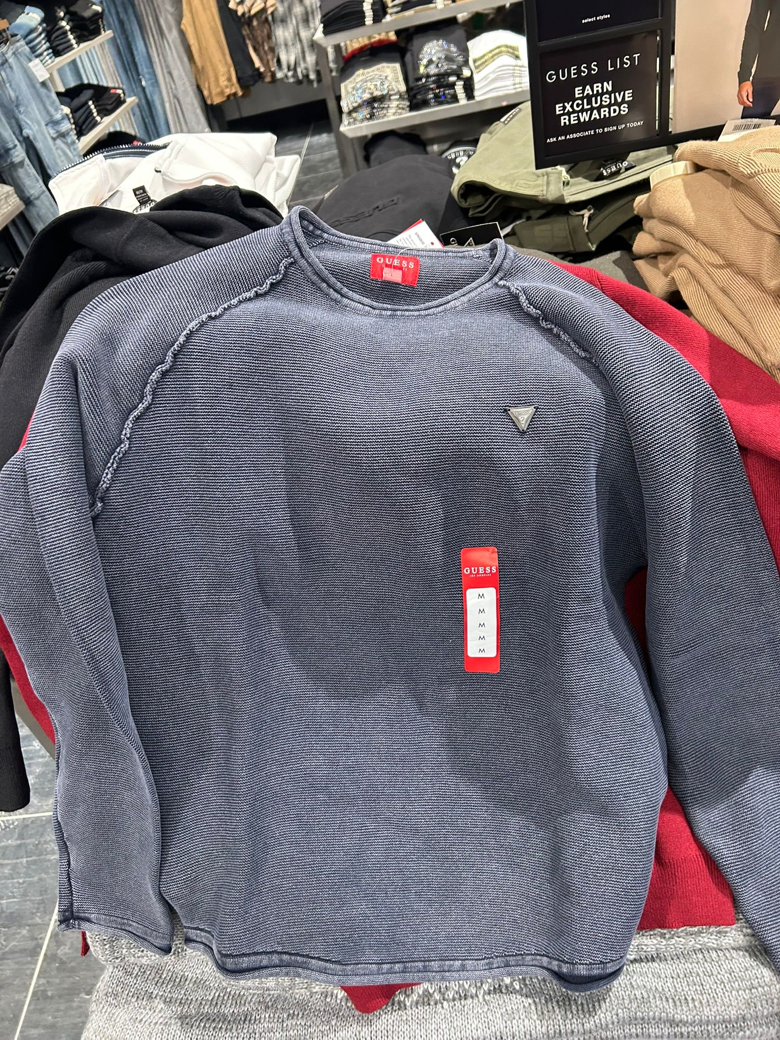 Guess MENS' Denis Crewneck Sweater Blue