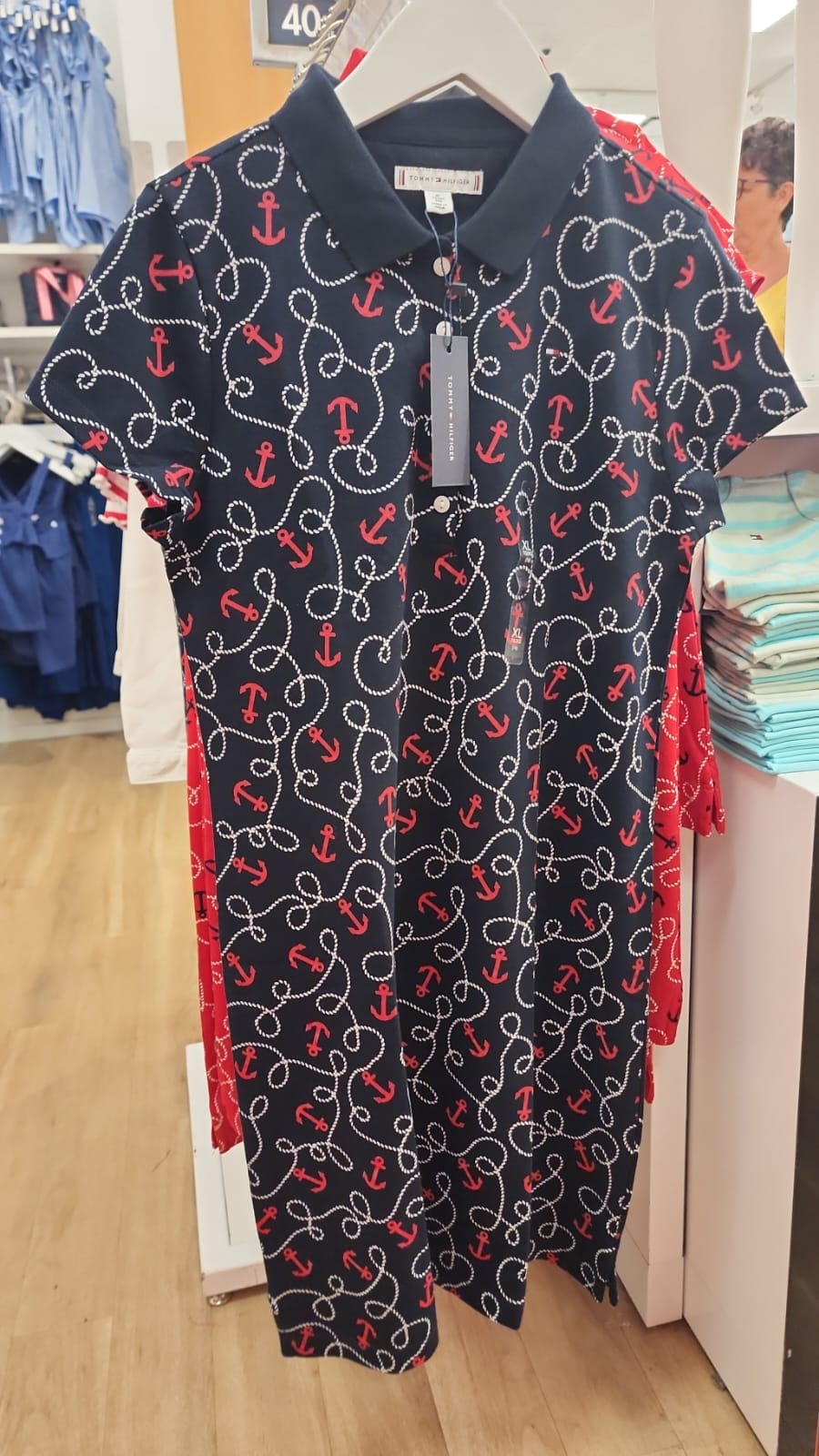 Girls' Tommy Nautical Motif Stretch Polo Dress /Navy