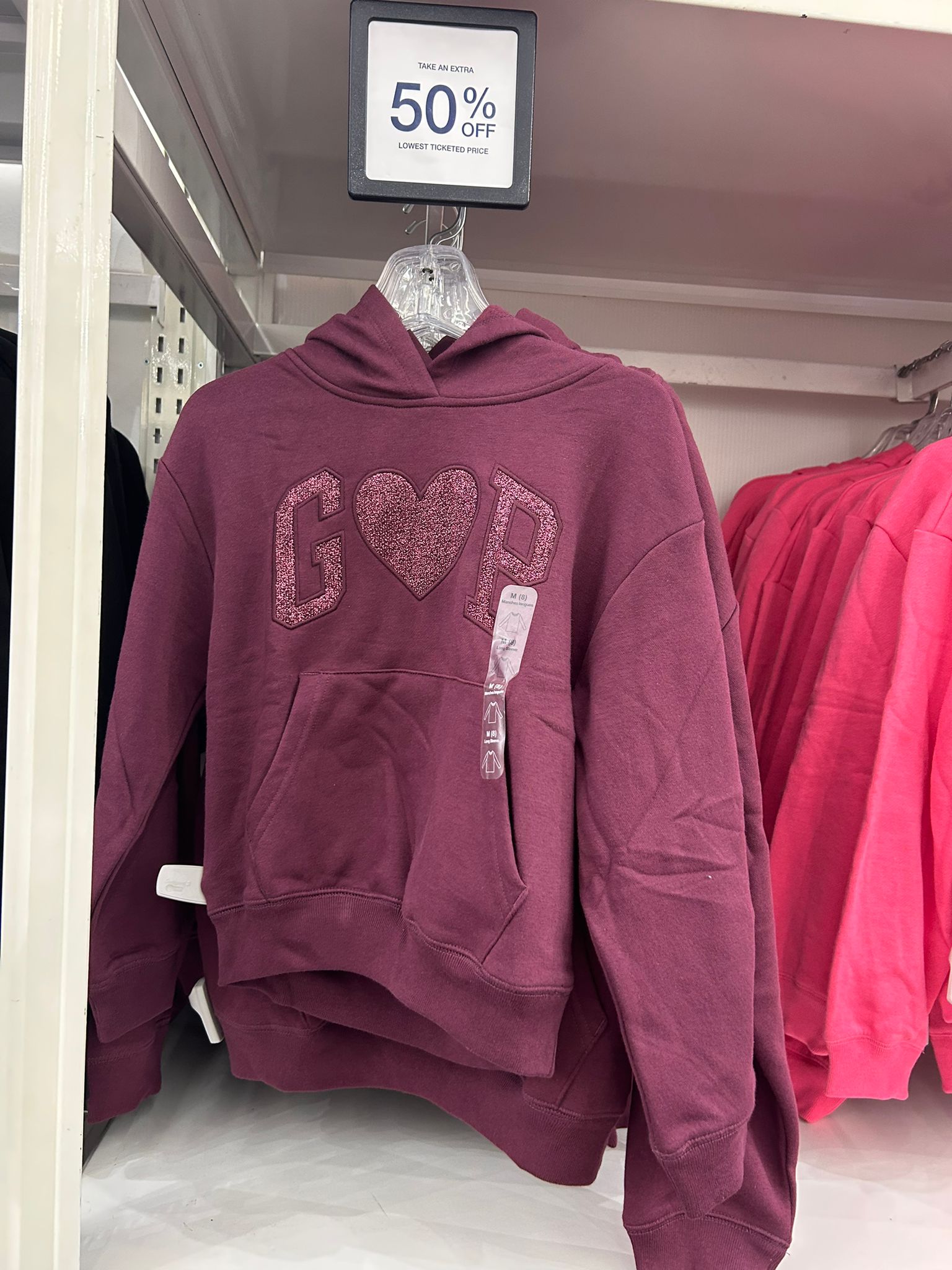 Girls Gap Purple Relaxed Gap Logo Zip Hoodie Burgundy Lurex