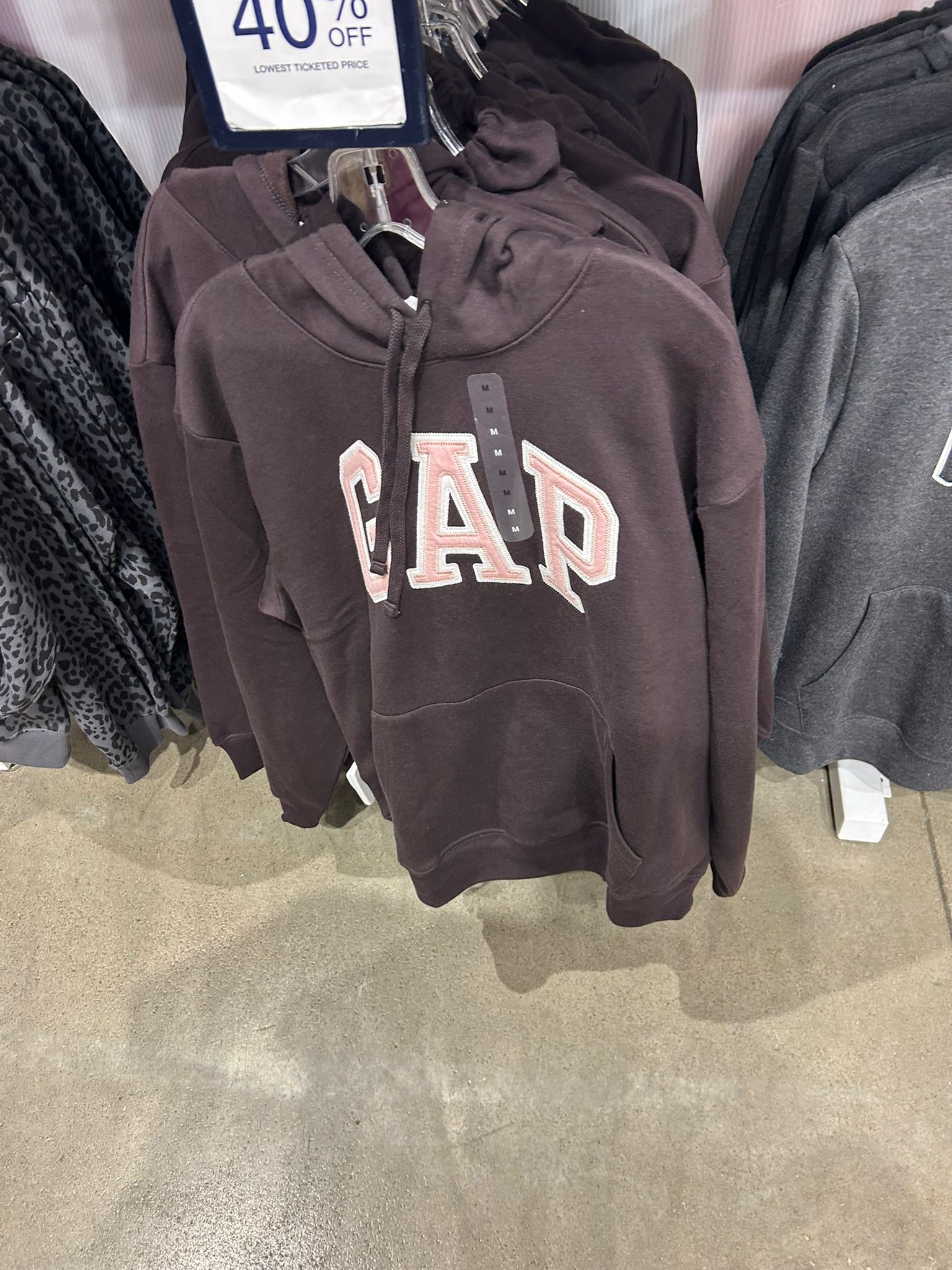 Womens' GAP Brown Pullover Logo Vintage Fleece-Lined Hoodie