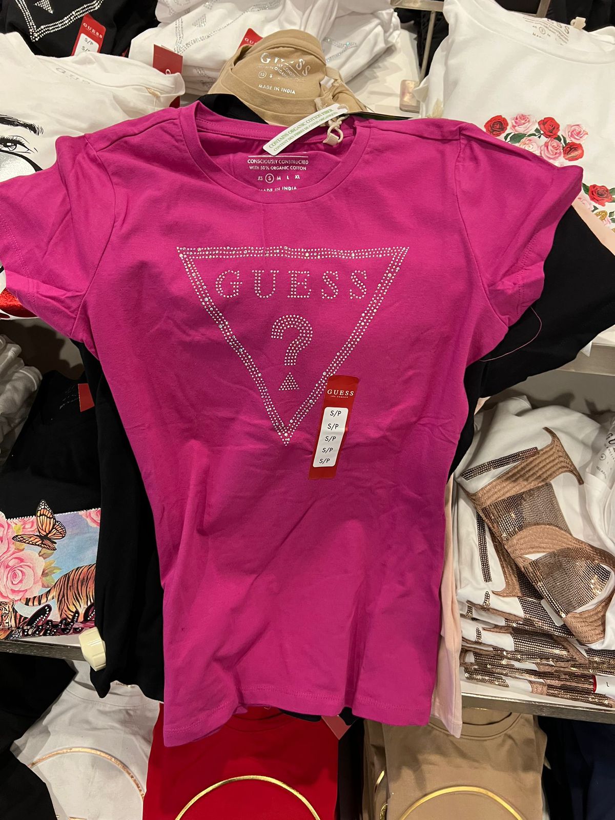 Womens' Guess Eco Cathy Rhinestone Logo Tee