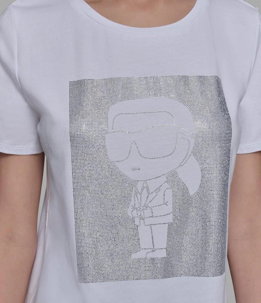 Karl Lagerfeld Paris Womens' TONAL KARL SPARKLE LOGO TEE