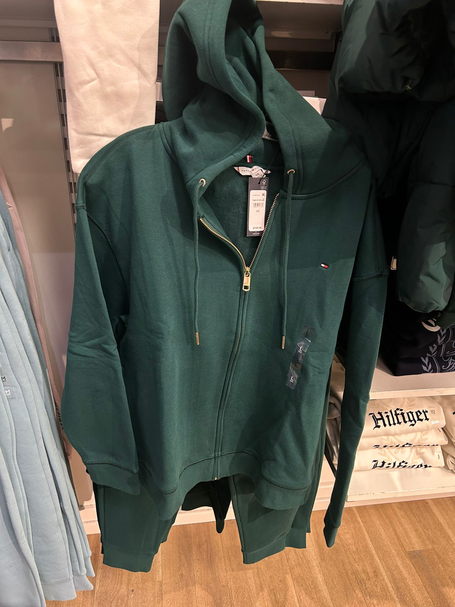 Womens' Tommy Relaxed Fit Zip Hoodie Ornamental Green