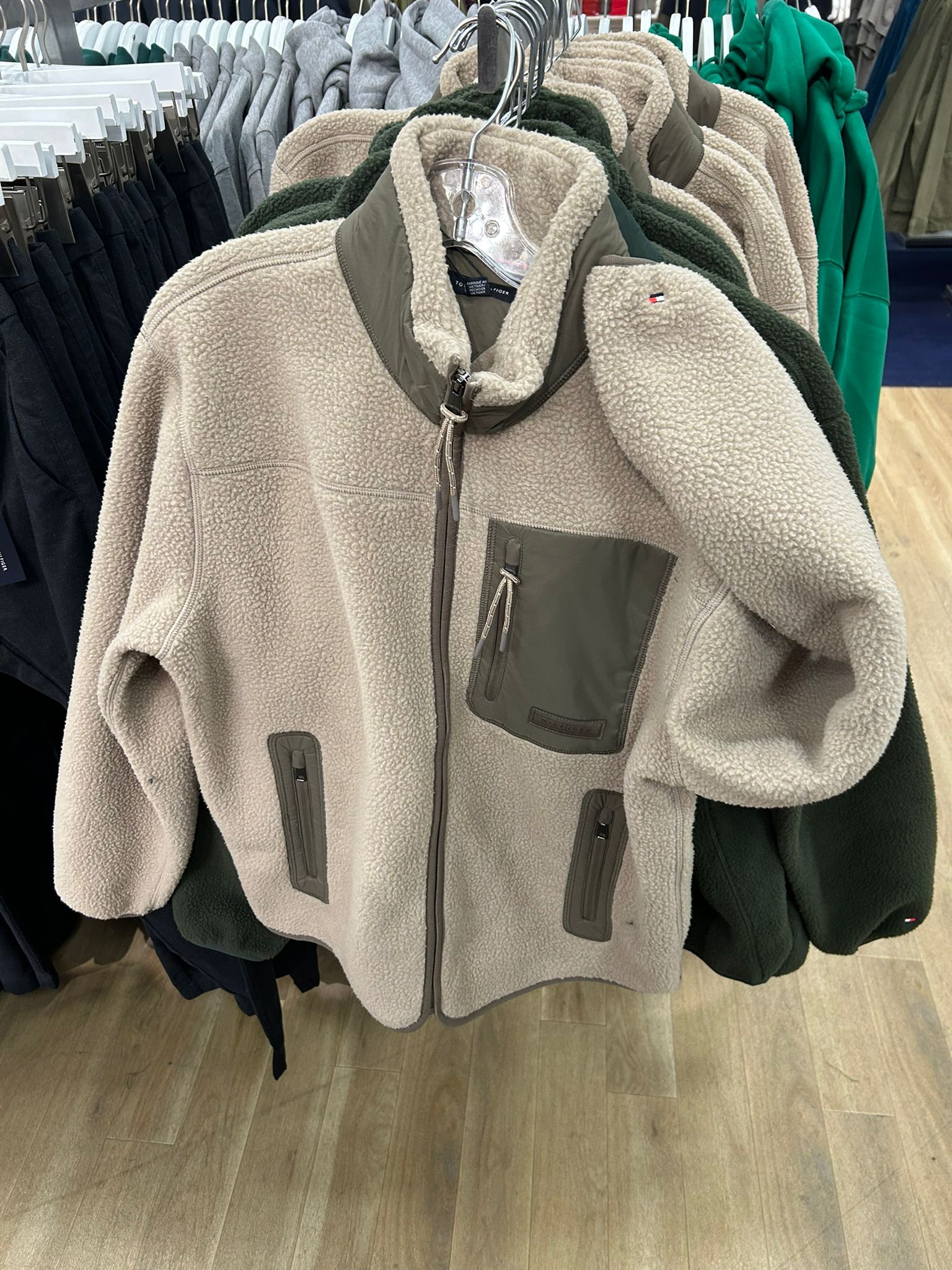 Tommy MENS' Teddy Fleece Zip Jacket Coastal Taupe