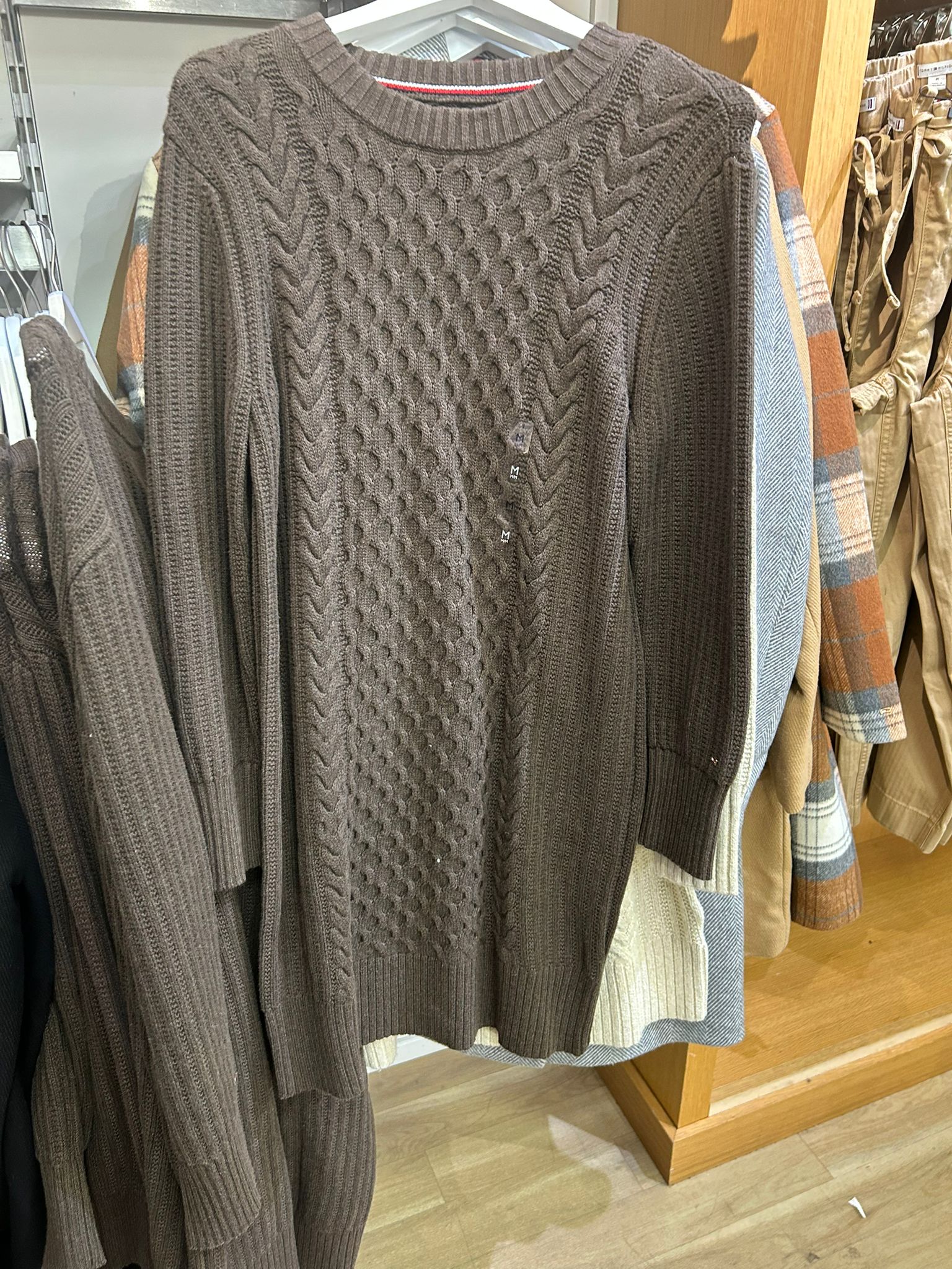 Womens' Tommy Cable Knit Sweater Dress Brown