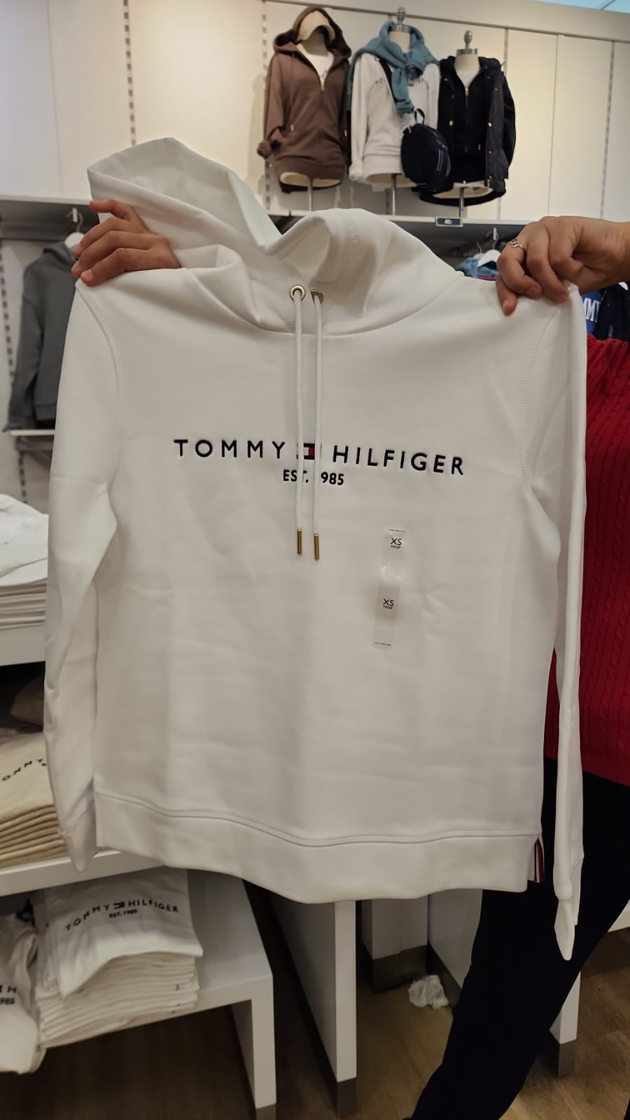 Tommy Womens' Embroidered Tommy Logo Hoodie/Optic White