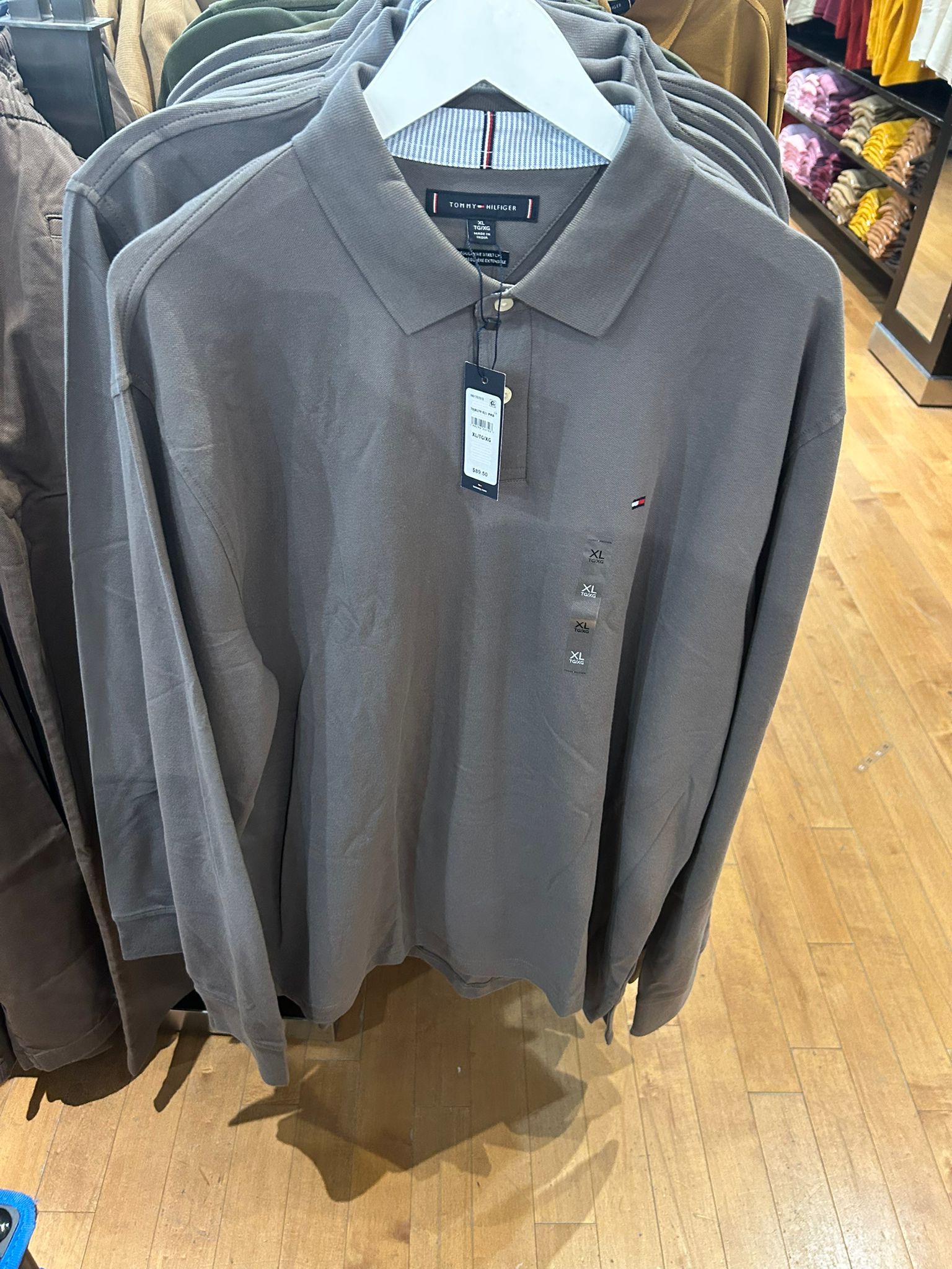 Tommy Mens' Regular Fit 1985 Long-Sleeve Polo Shady Stone