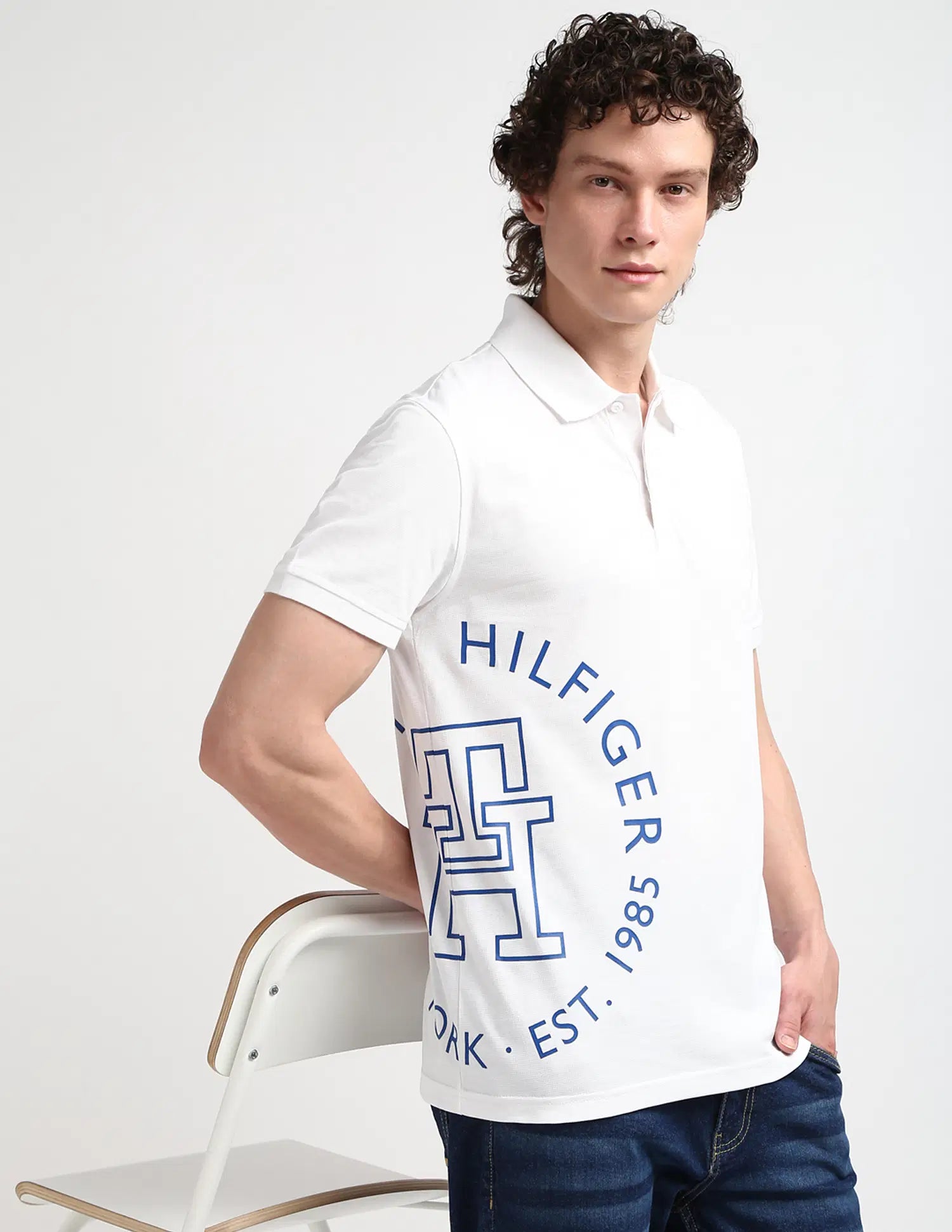 Tommy Hilfiger Mens' Monogram Type Crewel Polo Shirt