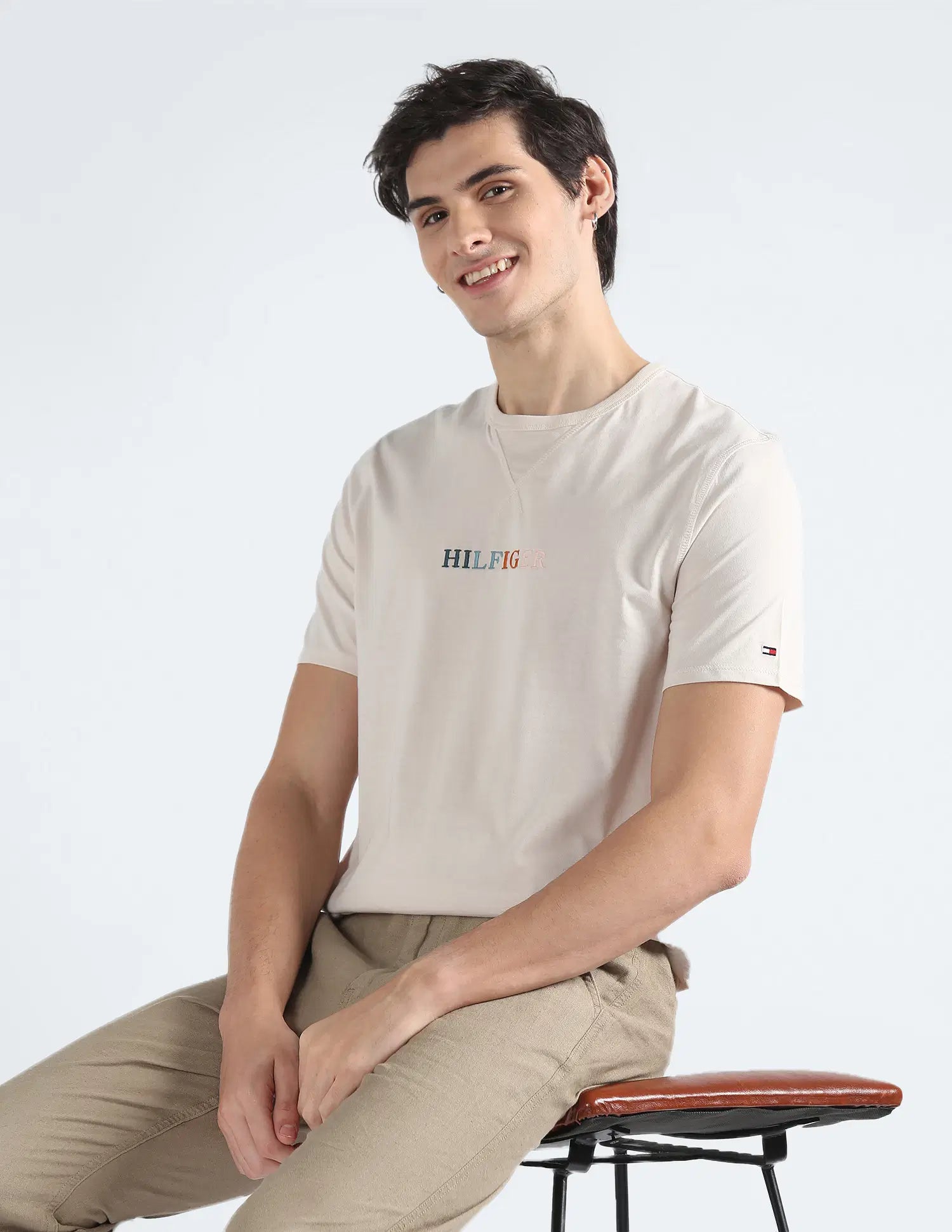 Tommy Hilfiger Mens' Contrast Stitch Cotton T-Shirt