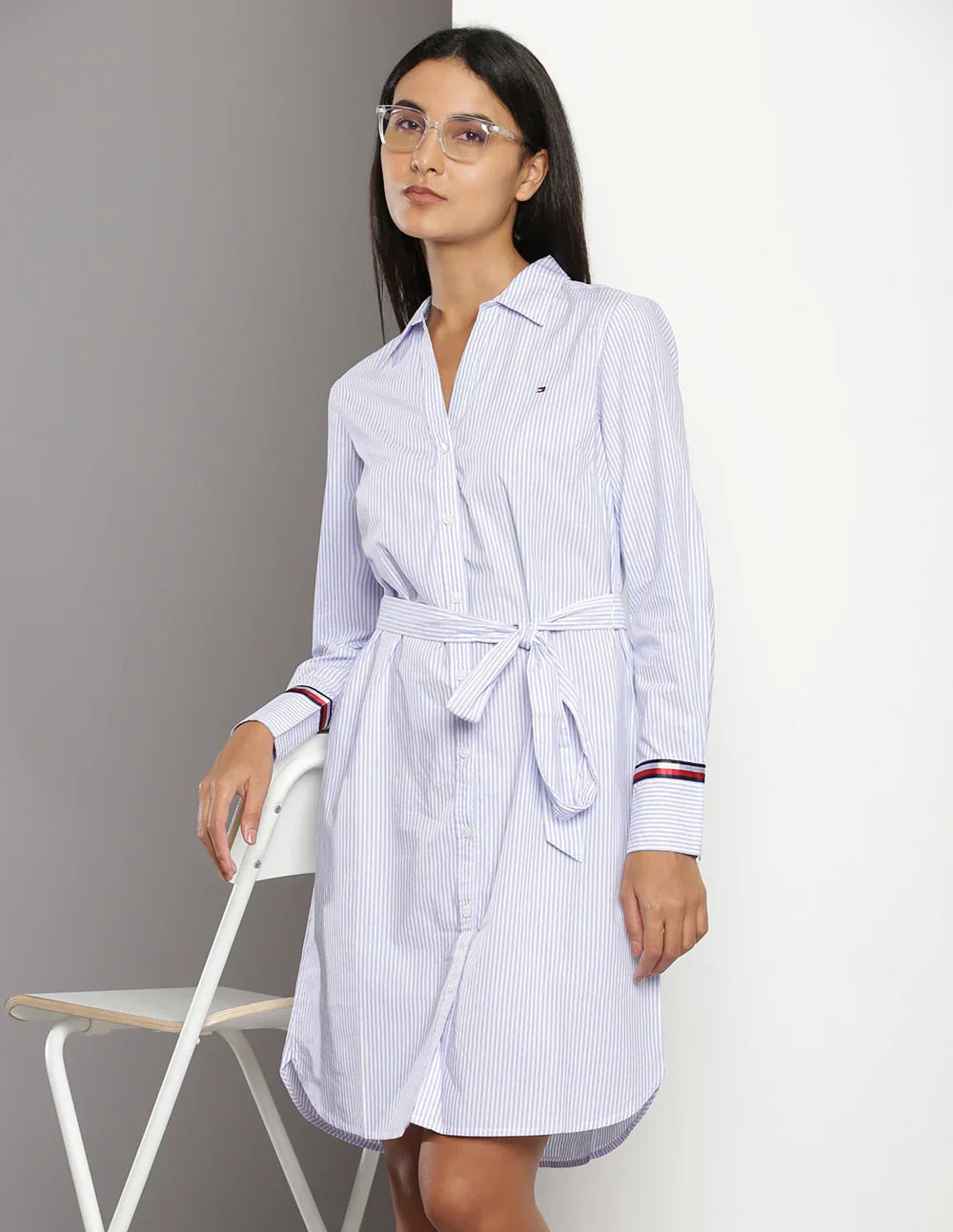 Women TOMMY HILFIGER Vertical Stripe Shirt Dress