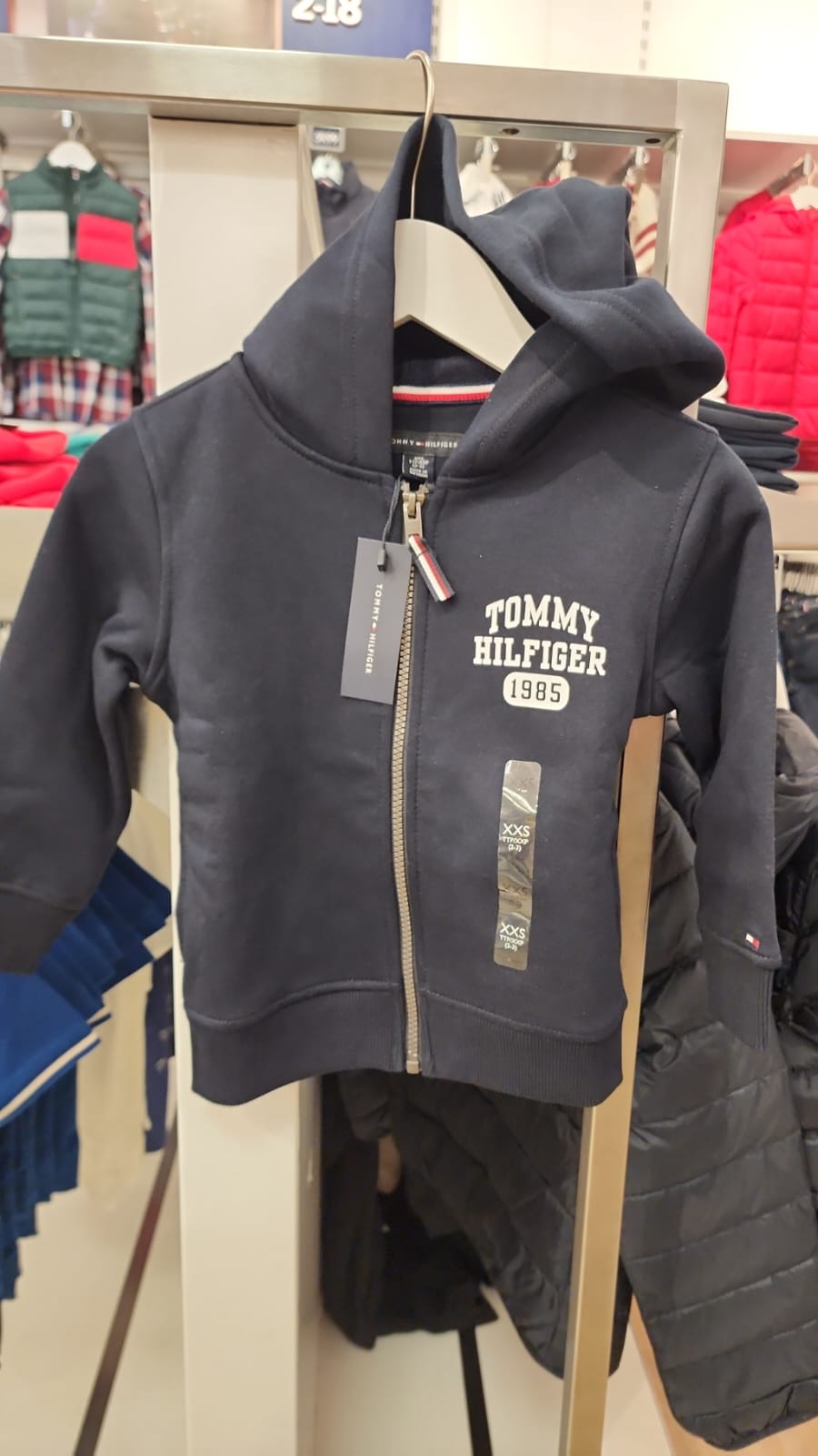 Boys Tommy Logo Zip Hoodie Navy