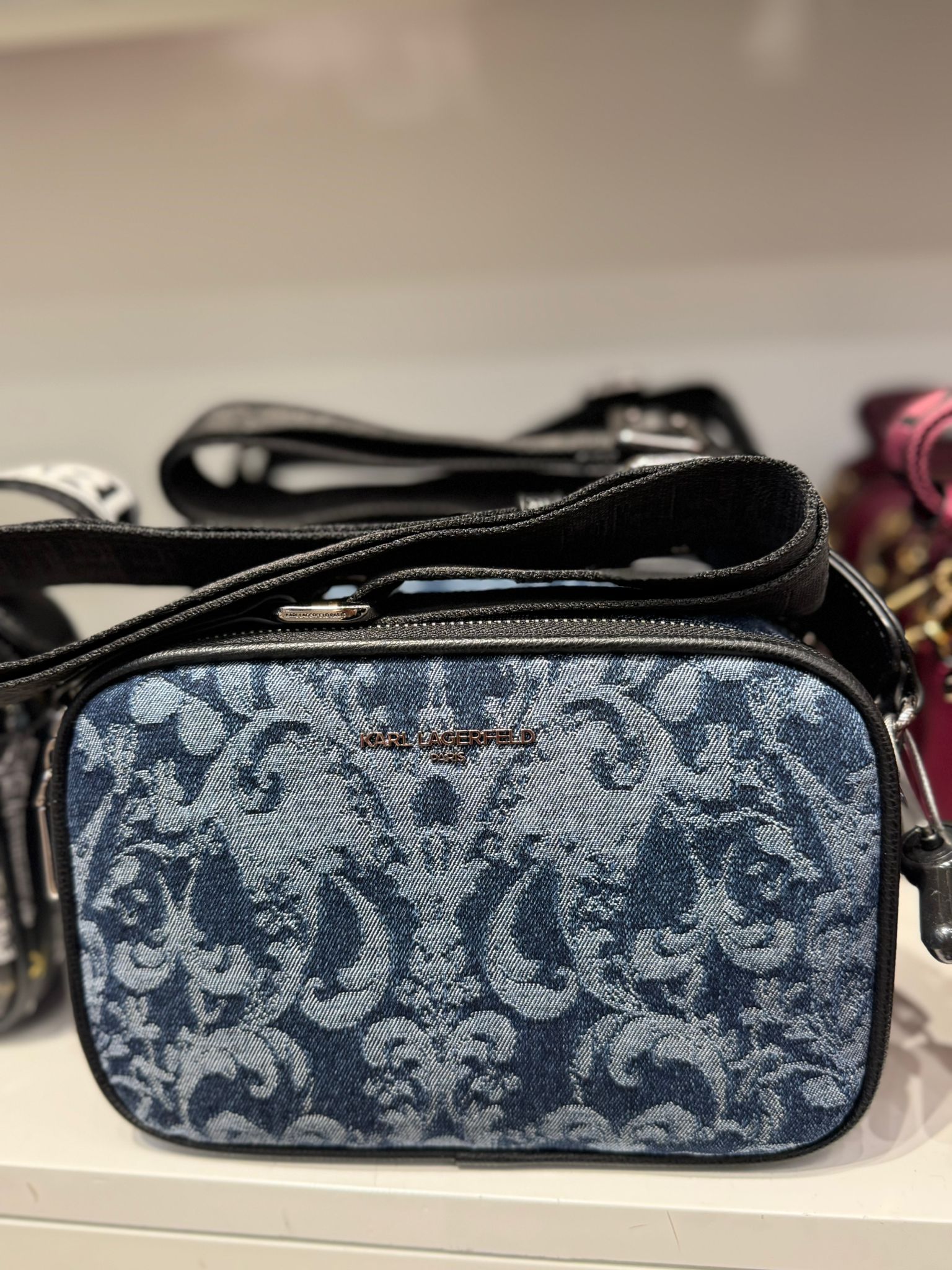 Karl Lagerfeld Paris Womens' MAYBELLE CAMERA CROSSBODY Denim Blue