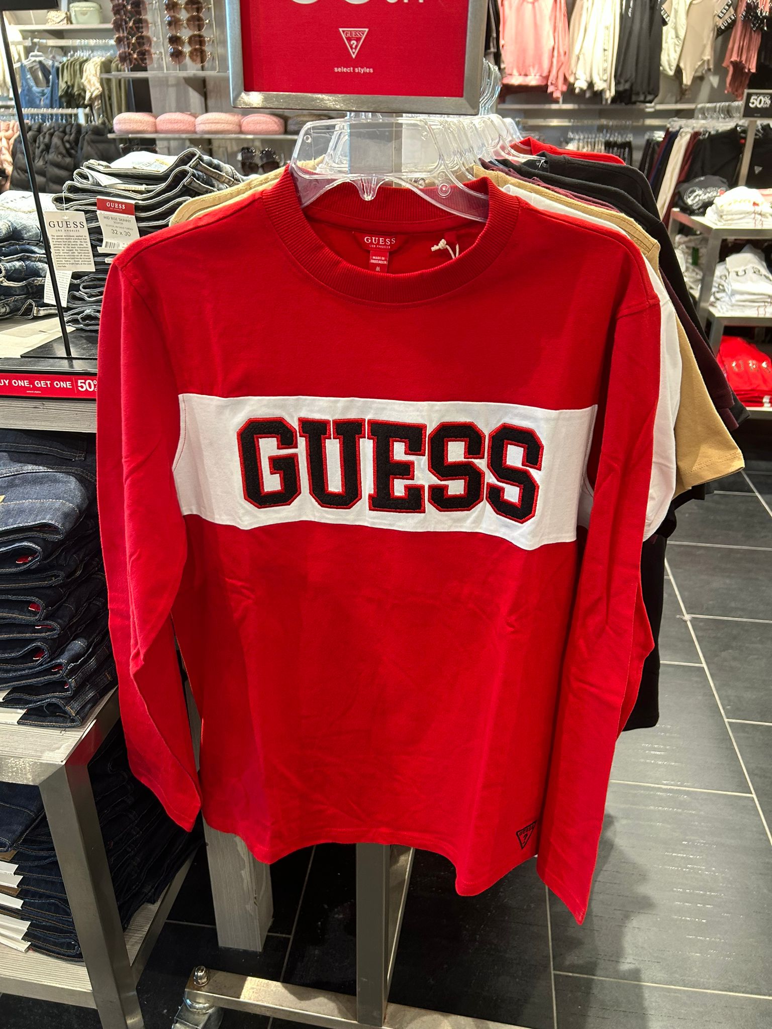 MENS' Playera Guess Long-Sleeve Tee
