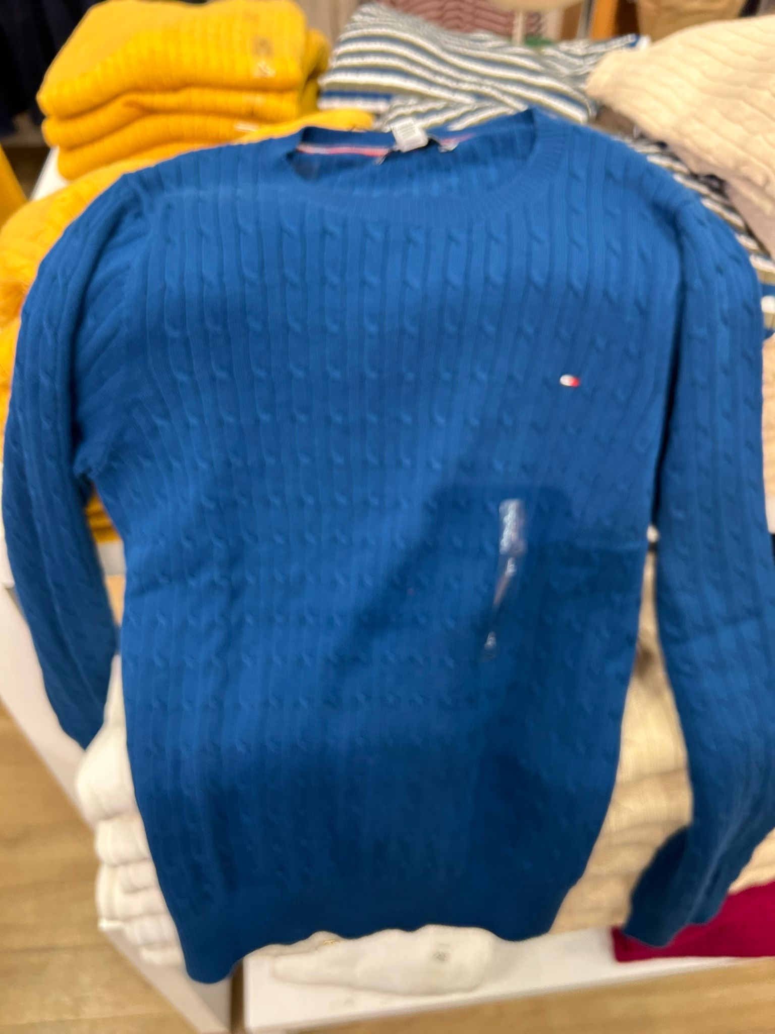 TOMMY WOMENS' Cable Knit Sweater Deep Indigo