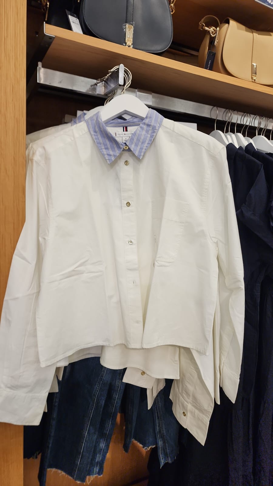 Tommy Womens'Relaxed Stripe Collar Poplin Shirt