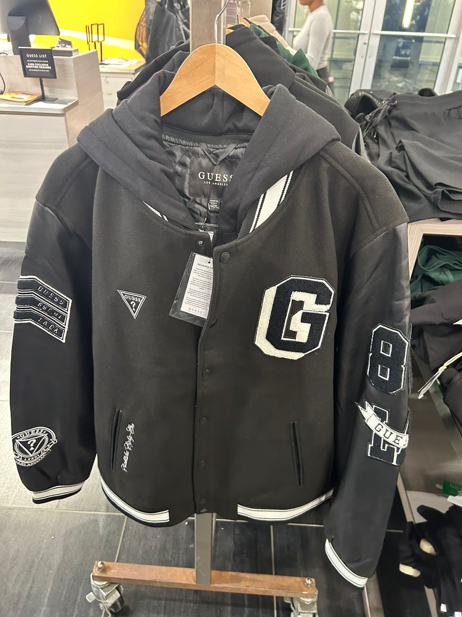 GUESS Mens' Lark Varsity Jacket Black