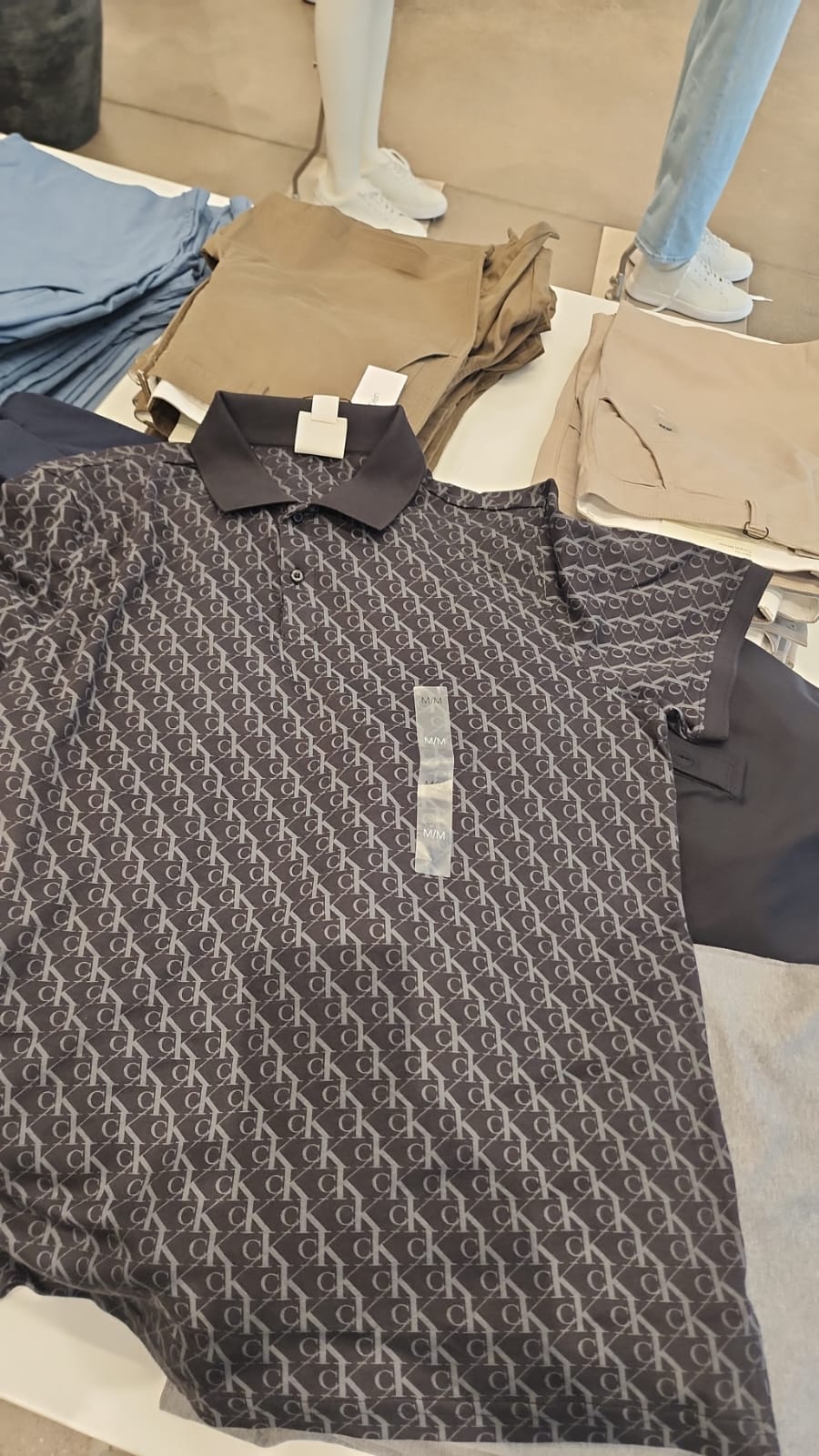 Calvin Klein MENS' Liquid Touch Monogram Logo Print Polo Shirt