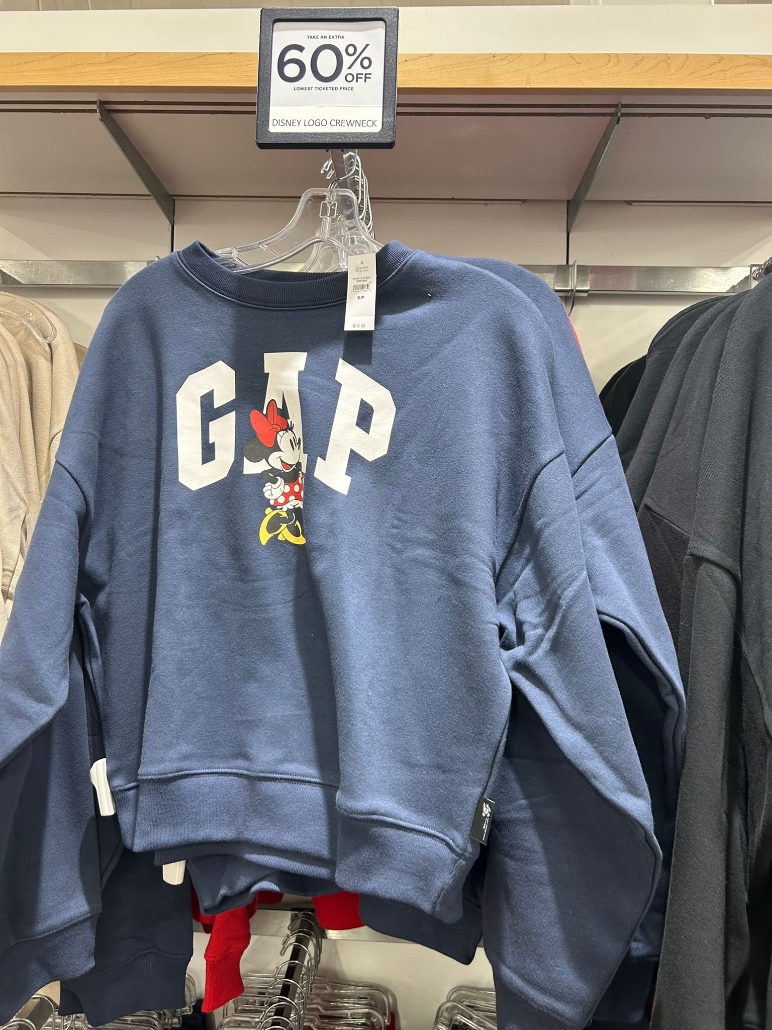 Womens' Gap × Disney Minnie Mouse Oversized Logo Sweatshirt Disney Family Bedrock Navy