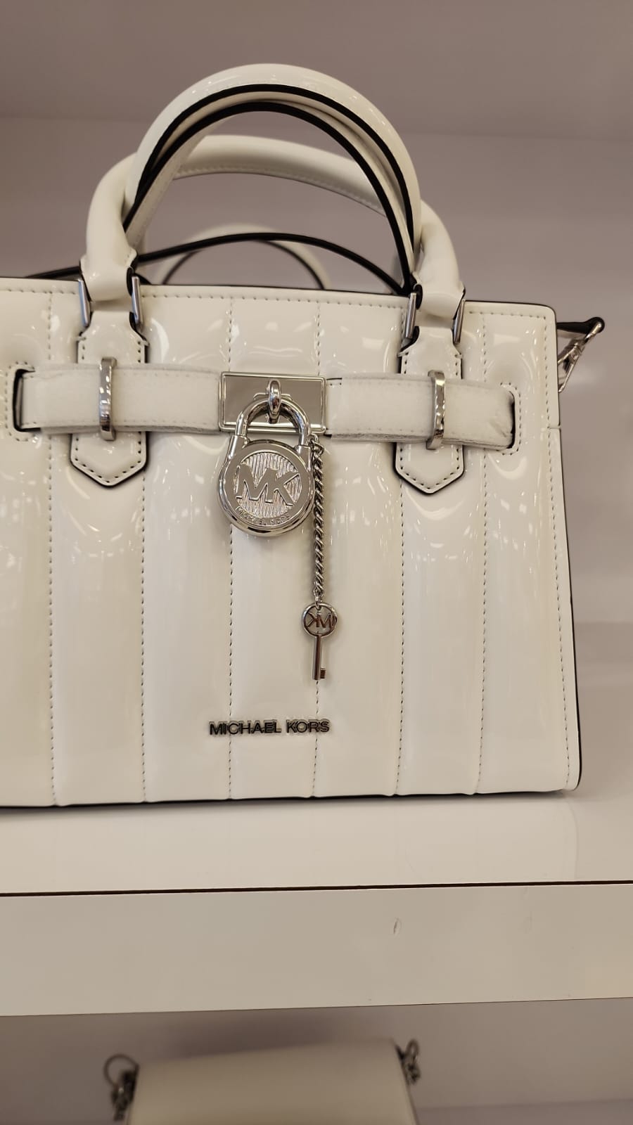 Michael Kors Womens' Hamilton Small Leather Satchel / white