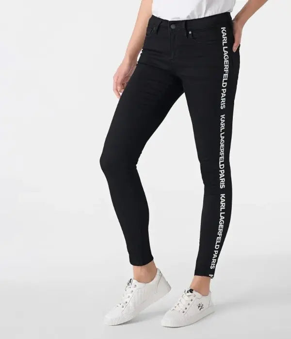 Karl Lagerfeld Paris Women's Contrast Logo Taping Jeans