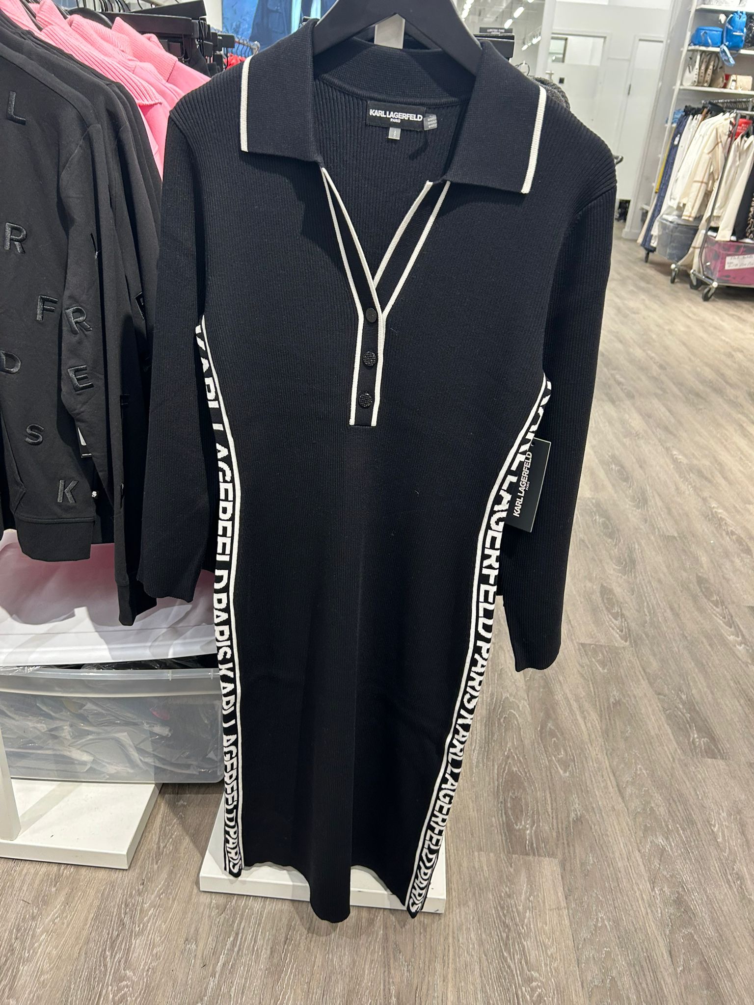 Karl Lagerfeld Paris Womens' LOGO TAPE SWEATER DRESS