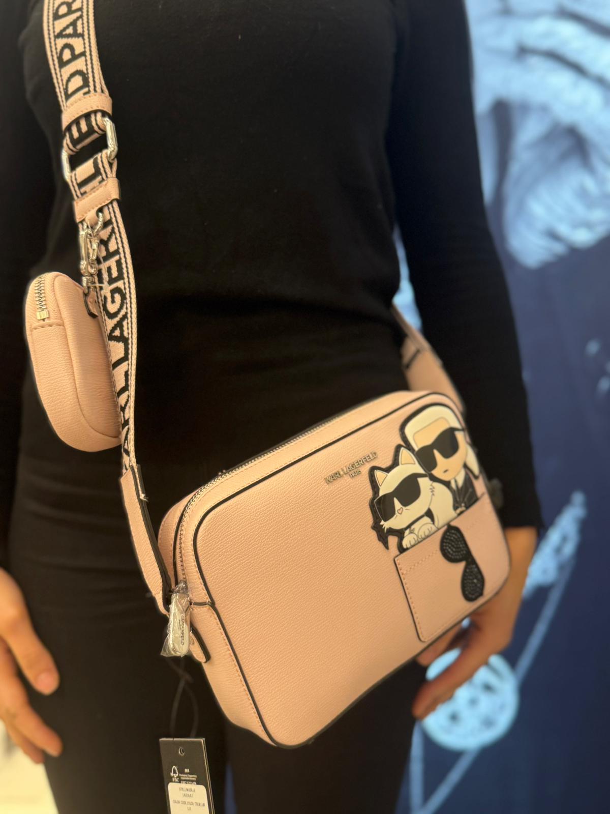 Karl Lagerfeld Paris Womens' MAYBELLE SUNGLASS DUO CROSSBODY Pink