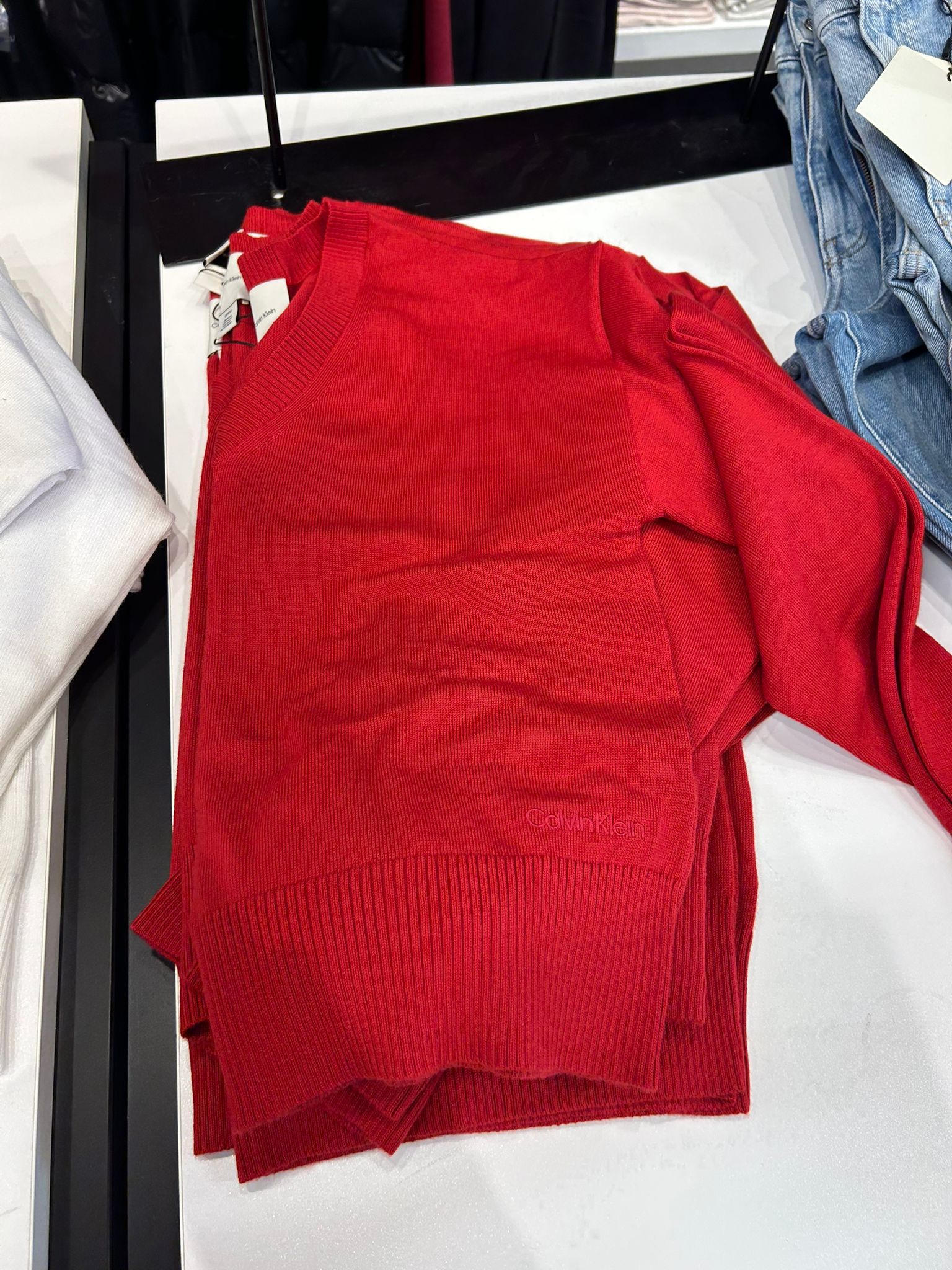 Calvin Klein WOMENS' Merino Wool V-Neck Sweater Adrenaline Rush