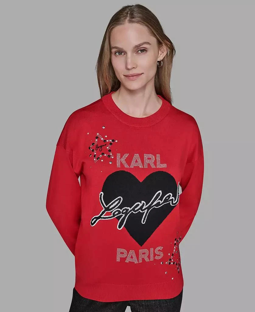 Karl Lagerfeld Paris Women's Long-Sleeve Motif Sweater