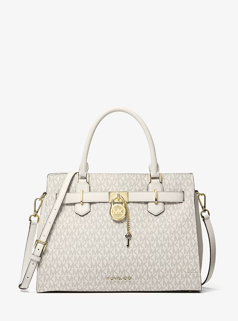 Michael Kors Women's Hamilton Medium Logo Satchel-White