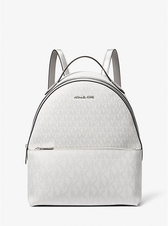 Women's Michael Kors Sheila Medium Logo Backpack SILVER