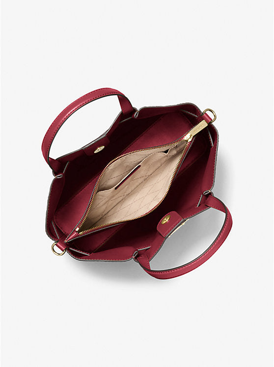 Women's Michael Kors Carson Medium Crocodile Embossed Satchel CHERRY