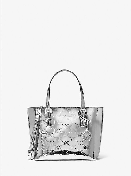 Women's Michael Kors Jet Set Extra-Small Metallic Logo Debossed Convertible Tote Bag
