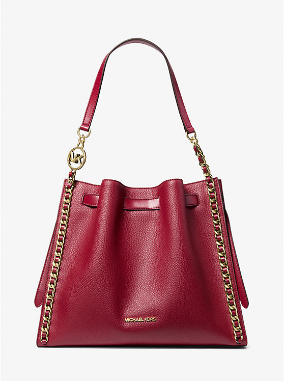 Womens' Michael Kors Mina Large Chain Shoulder Bag CHERRY