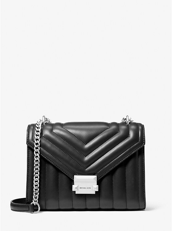 Womens' Michael Kors Whitney Medium Quilted Shoulder Bag BLACK