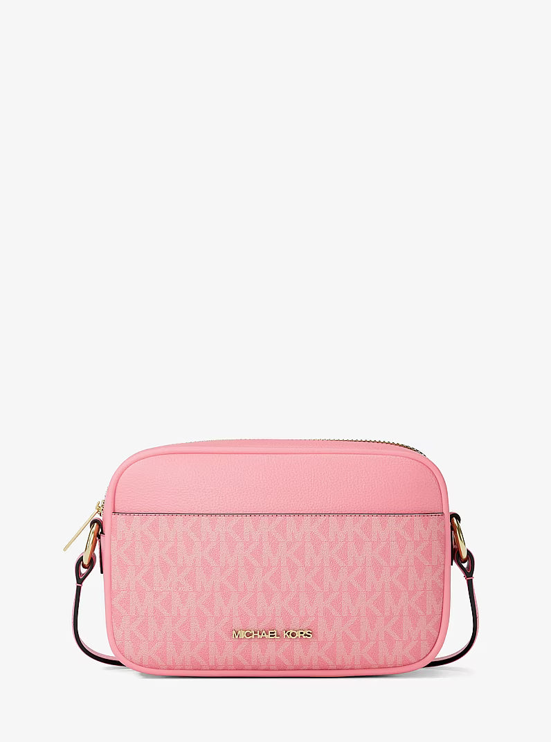 Michael Kors Women's Jet Set Small Signature Logo Camera Crossbody Bag-Carnation