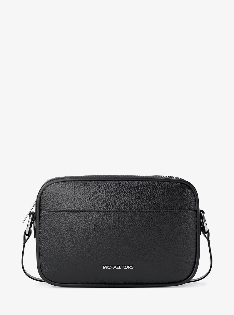 Michael Kors Women's Jet Set Large Pebbled Leather Camera Crossbody Bag-Black