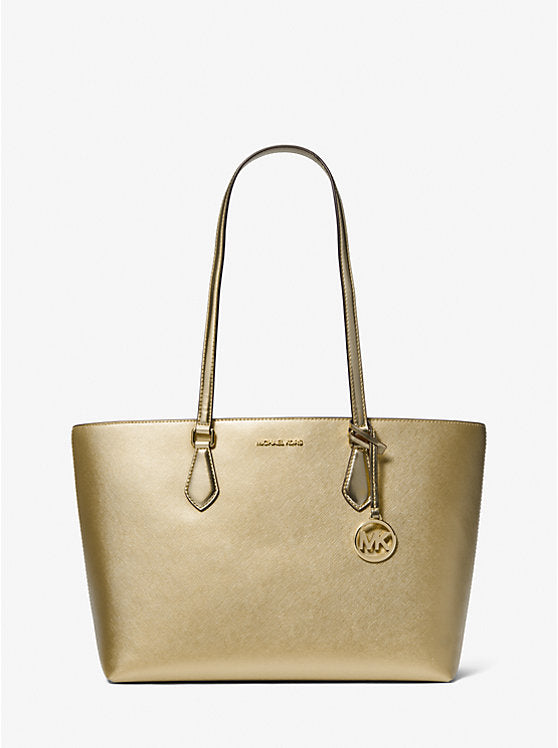 Women's Michael Kors Sheila Large Metallic Tote Bag PALE GOLD
