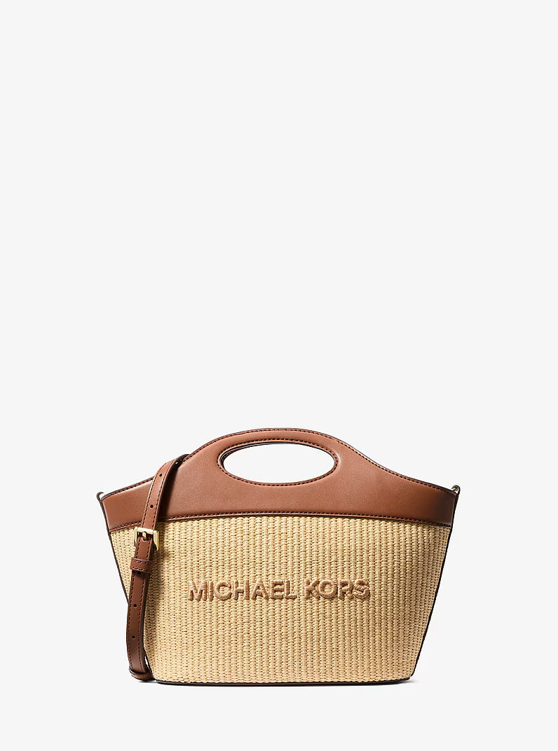 Michael Kors Women's Tatum Convertible Woven Shoulder Bag Medium-LUGGAGE
