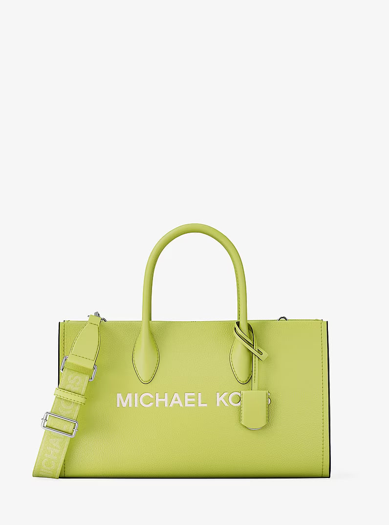 Michael Kors Women's Mirella Medium Pebbled Leather Satchel-Lime
