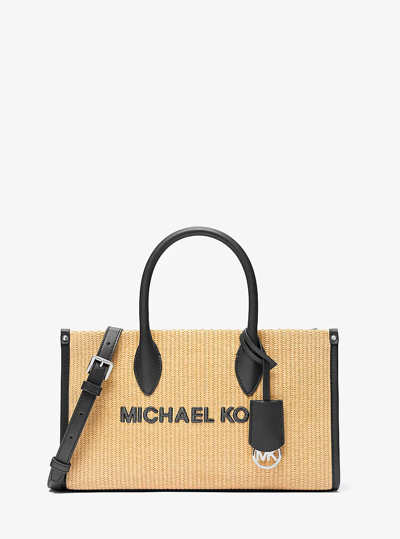 Michael Kors Women's Mirella Medium Woven Satchel-Black
