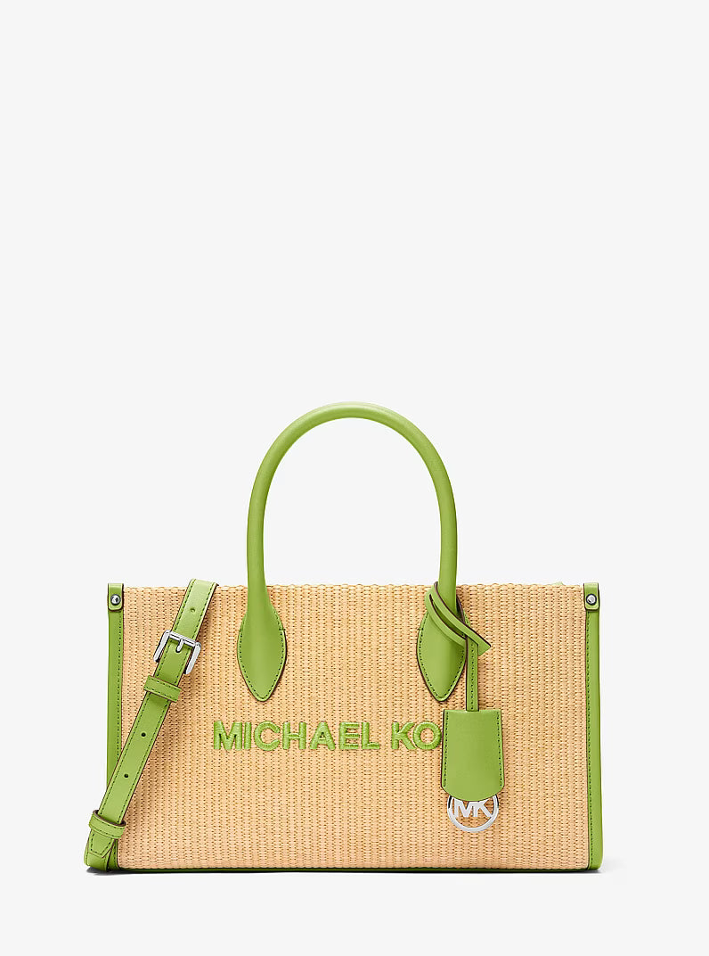 Michael Kors Women's Mirella Medium Woven Satchel-Lime