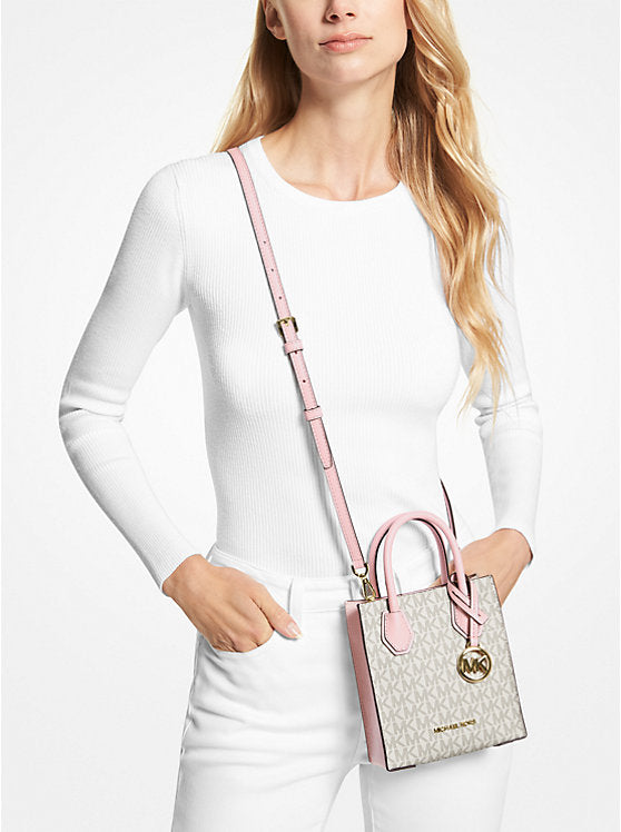 Michael Kors WOMENS' Mercer Extra-Small Logo and Leather Crossbody Bag