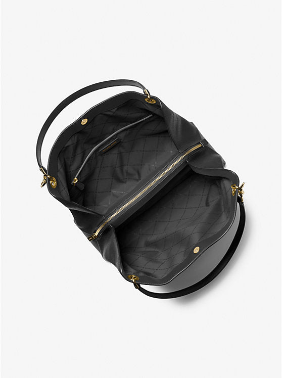 Women's Michael Kors Christina Large Pebbled Leather Shoulder Bag BLACK