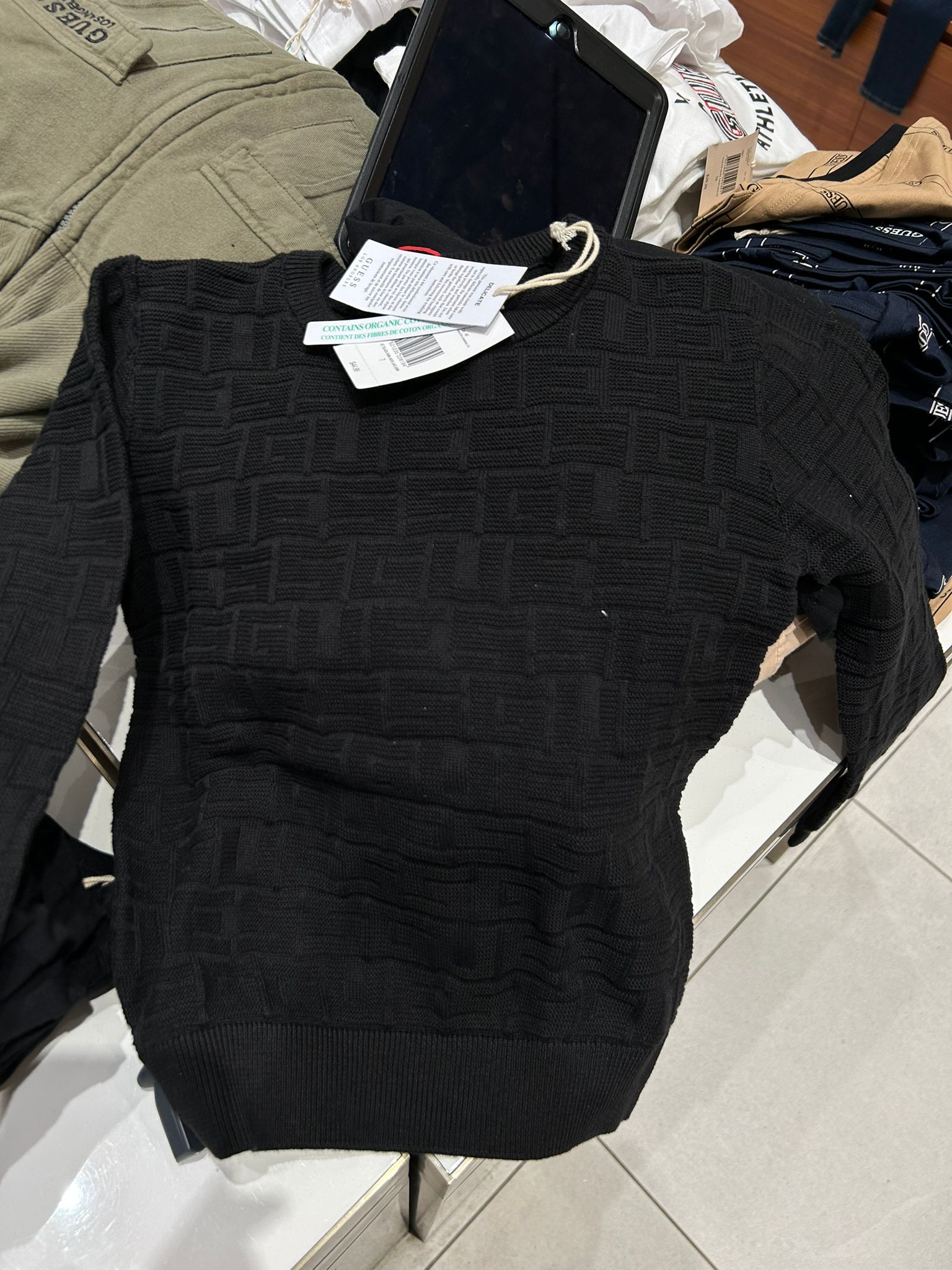 Guess BOYS Pedro Jacquard Crew Sweater (7-16) black